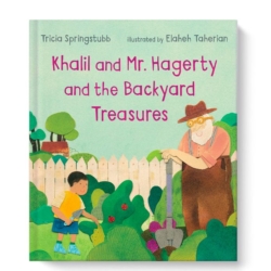 As Khalil looks for buried treasure in the yard, Mr. Hagerty tends to his garden. Both help each other navigate language — whether it be learning new words or remembering those forgotten. Before long, an unlikely friendship is born, full of treasure, thoughtfulness, and chocolate cake. Great for Elementary students.