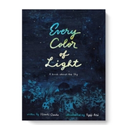 Every Color of Light opens on a lush, green forest in the rain. Illustrated by the masterful Ryoji Arai, the calm is shattered when the wind picks up and lightning cuts the sky. Yet out of this turbulence, the day blooms bright, the flowers open, and raindrops roll and drip down to the forest floor. The sun sets. The moon rises, and in a pool of water we see its reflection. Great for Elementary students.